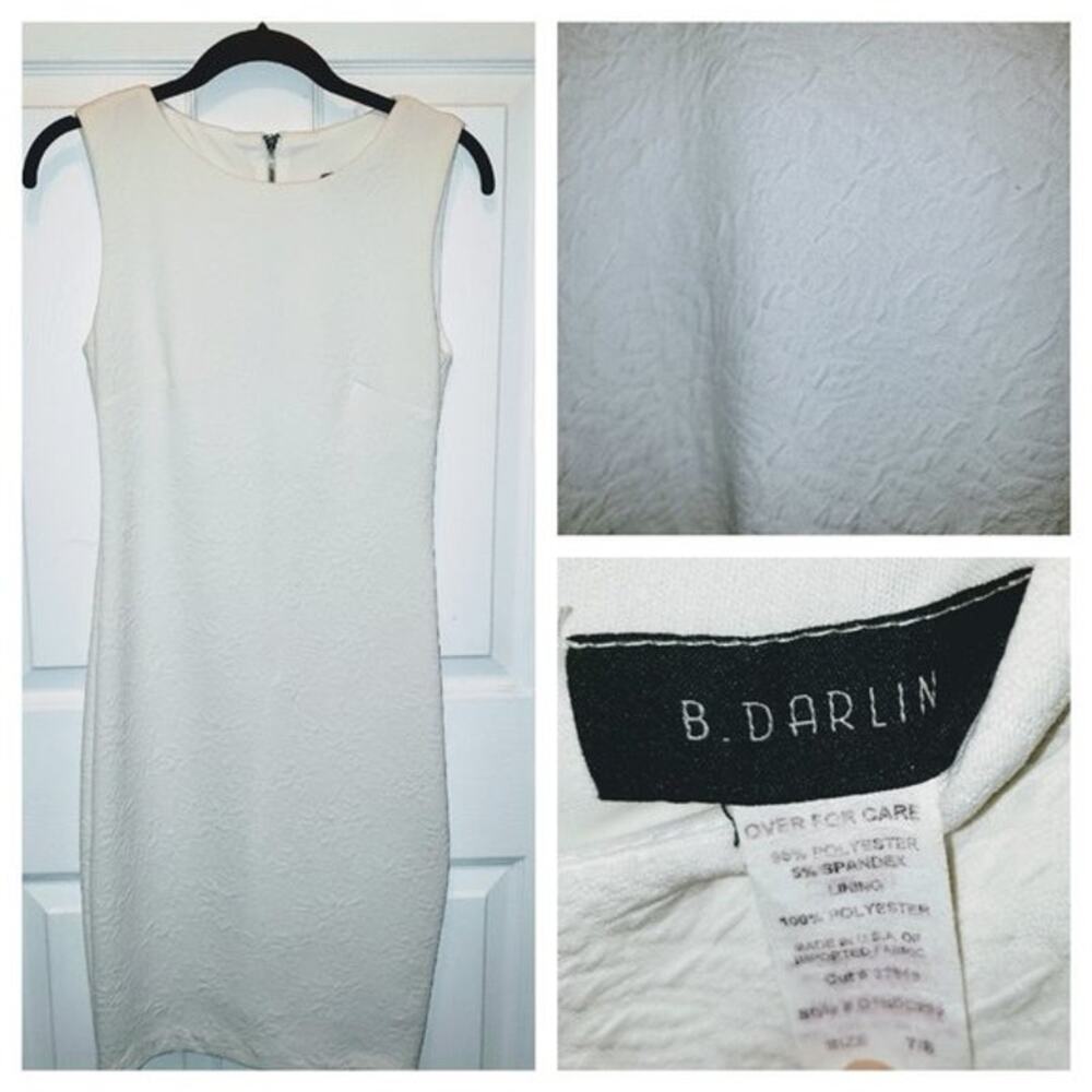 Vintage B. Darlin White Sheath Sleeveless Dress size 7 EUC